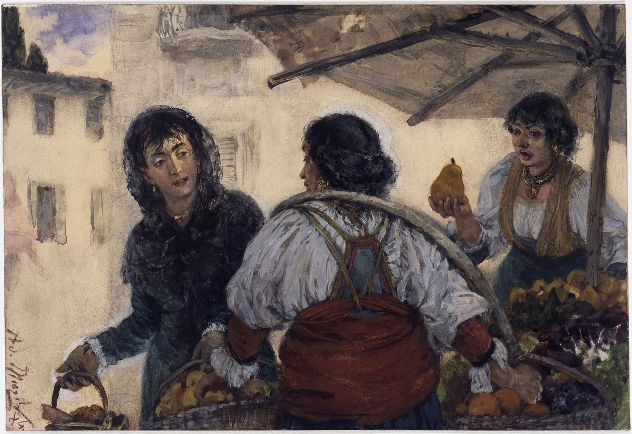 Cena de mercado em Verona de Adolph Menzel