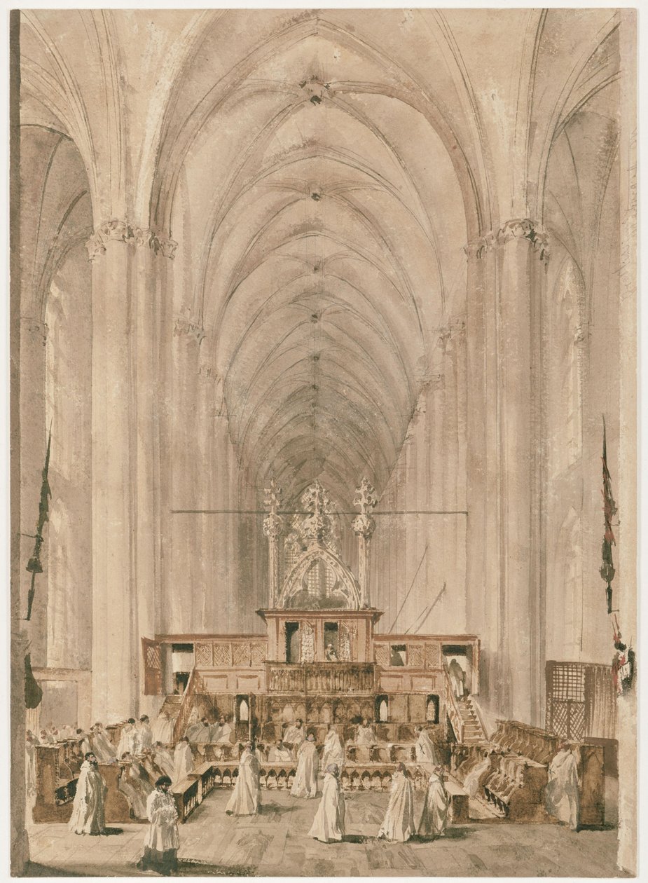 Nave da igreja de Santa Isabel em Marburgo de Adolph Menzel