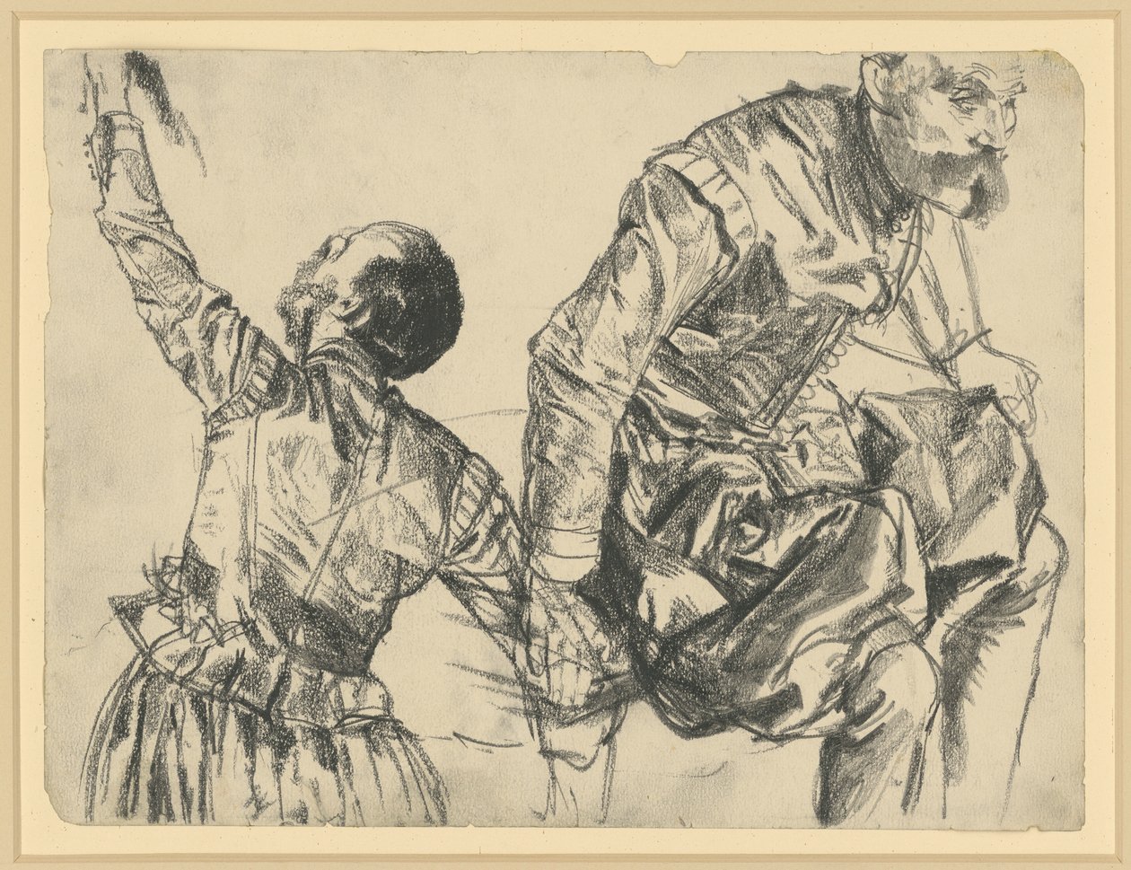 Maquete com o traje de gala do Eleitor João Jorge I da Saxónia, em duas perspetivas, Museu Histórico, Dresden de Adolph Menzel