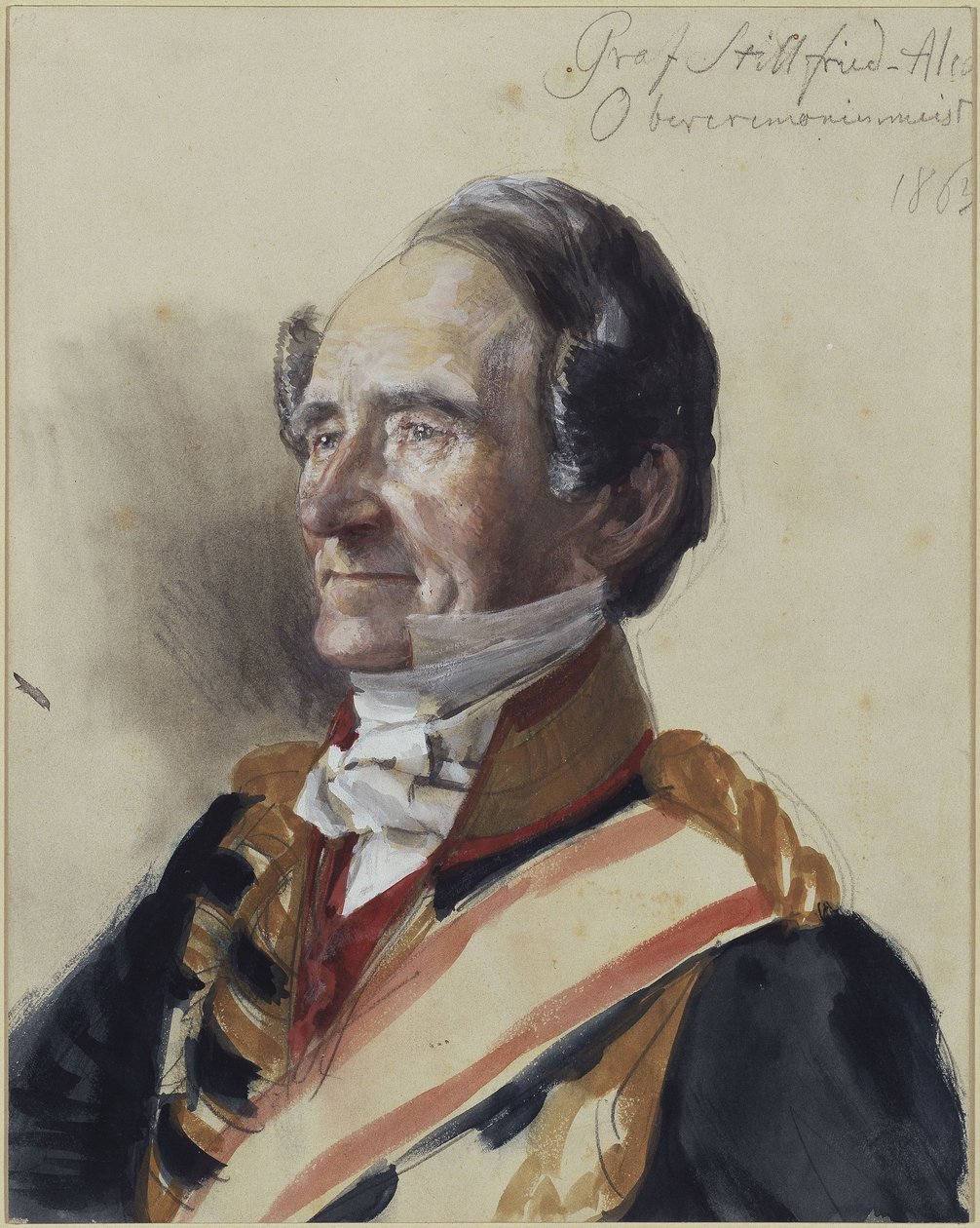 Grão-mestre de cerimónias Rodolfo conde Stillfried-Alcantara. Estudo para a pintura «Coroação de Guilherme I em Königsberg» de Adolph Menzel