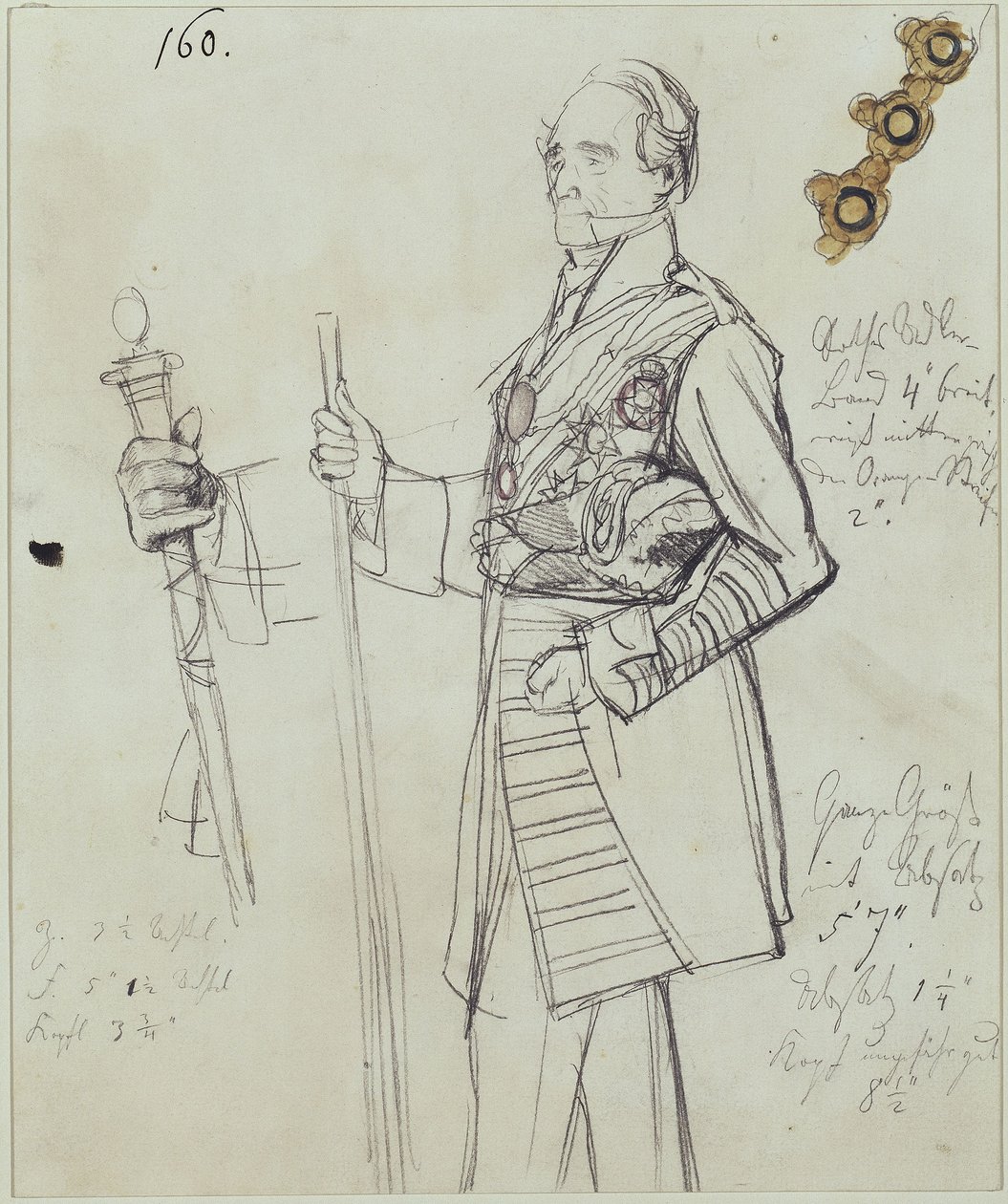Mestre de cerimónias Rudolf conde Stillfried-Alcantara. Estudo para a pintura «Coroação de Guilherme I em Königsberg» de Adolph Menzel