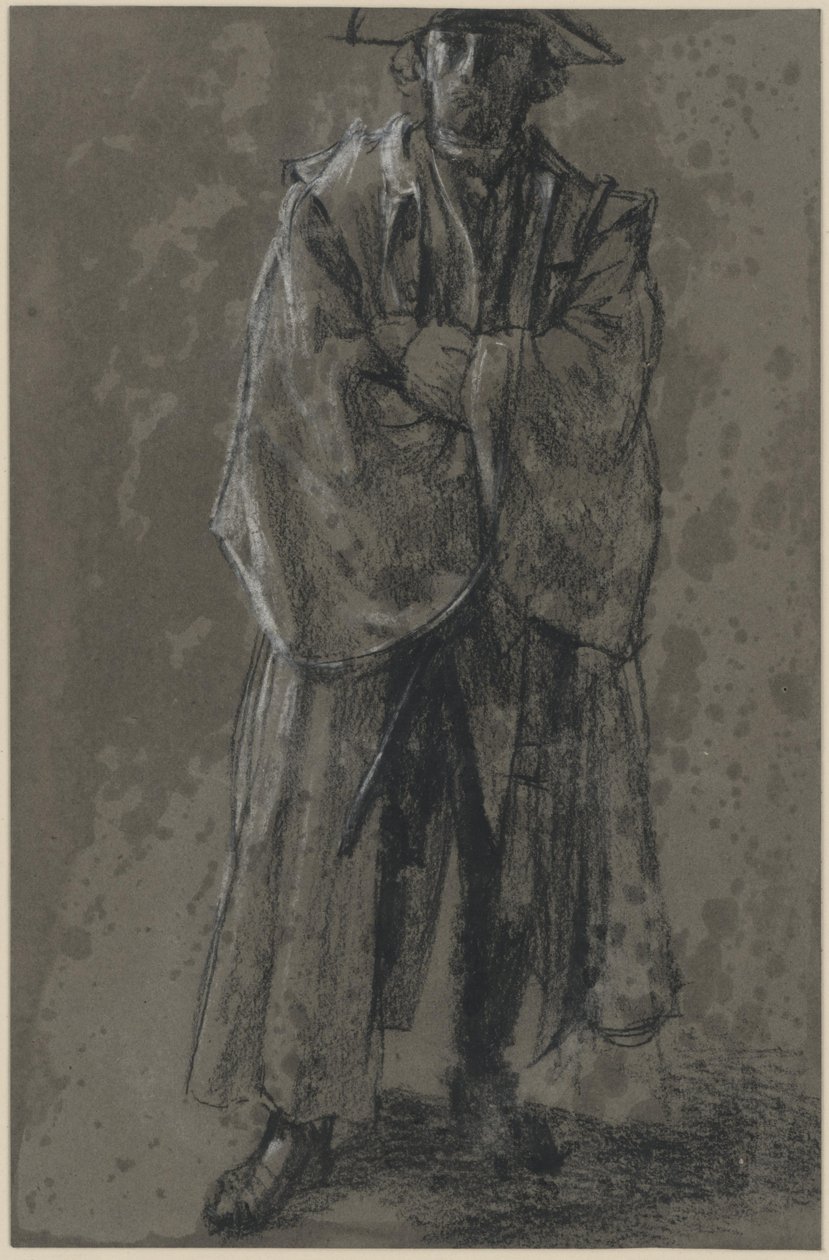 Oficial com casaco e chapéu (estudo de postura de Moritz von Anhalt-Dessau) de Adolph Menzel