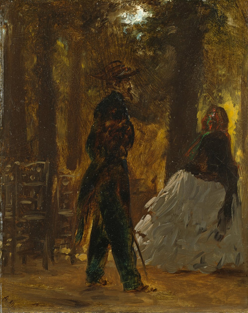 Polícia e senhora no Jardim das Tulherias de Adolph Menzel