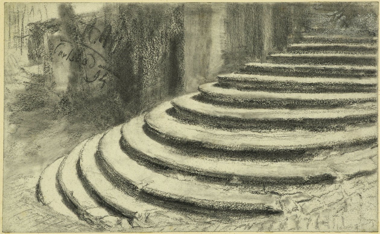 Escadaria do pórtico da Igreja de Santa Maria Madalena, em Karlsbad de Adolph Menzel
