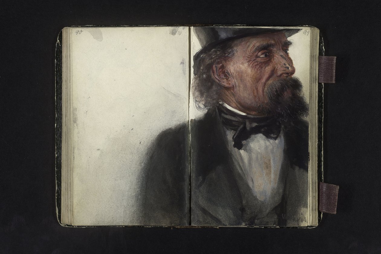 Retrato de um homem com cartola de Adolph Menzel