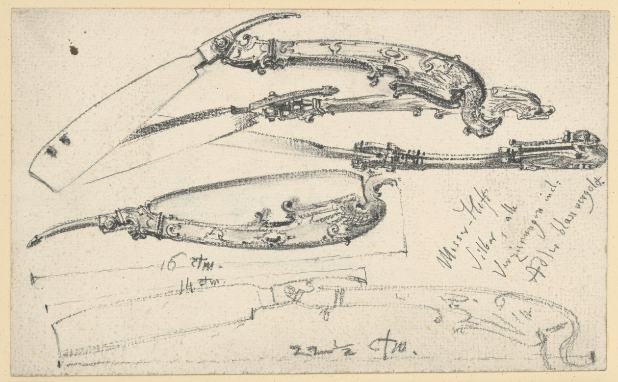 X-faz, possivelmente proveniente da mesa de caça e de trabalho do Eleitor João Jorge I da Saxónia, Museu Histórico, Dresden de Adolph Menzel