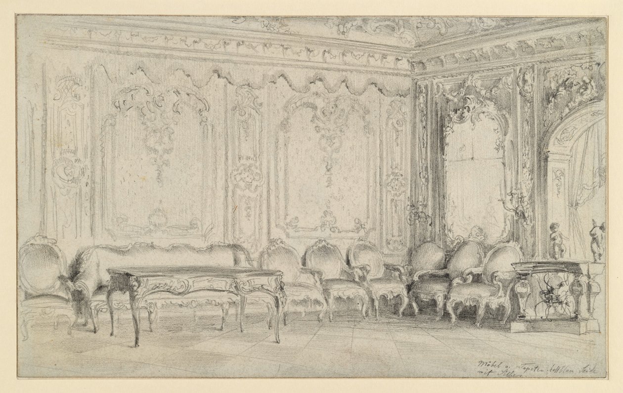 Quarto de dormir e escritório no Palácio Municipal de Potsdam de Adolph Menzel