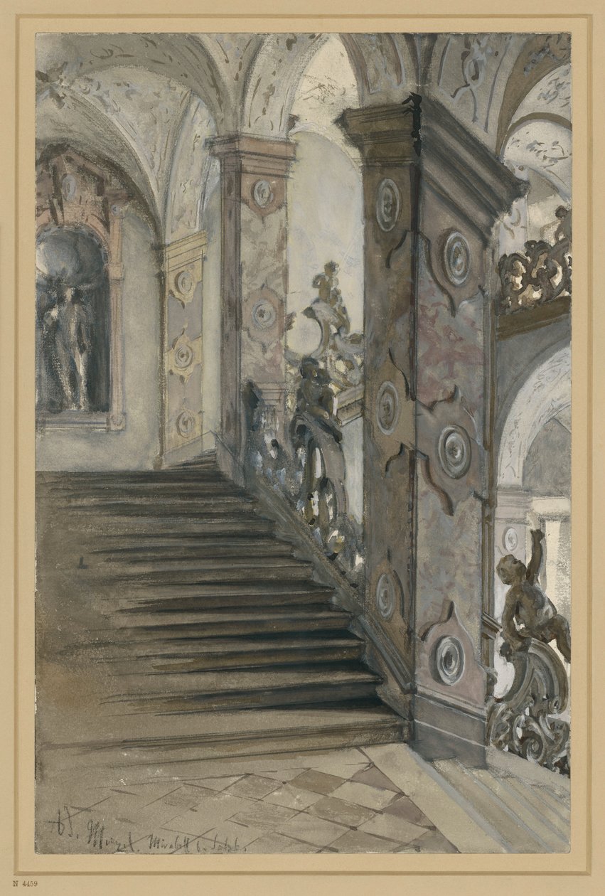 Palácio Mirabell, Salzburgo, escadaria de Lucas von Hildebrandt de Adolph Menzel