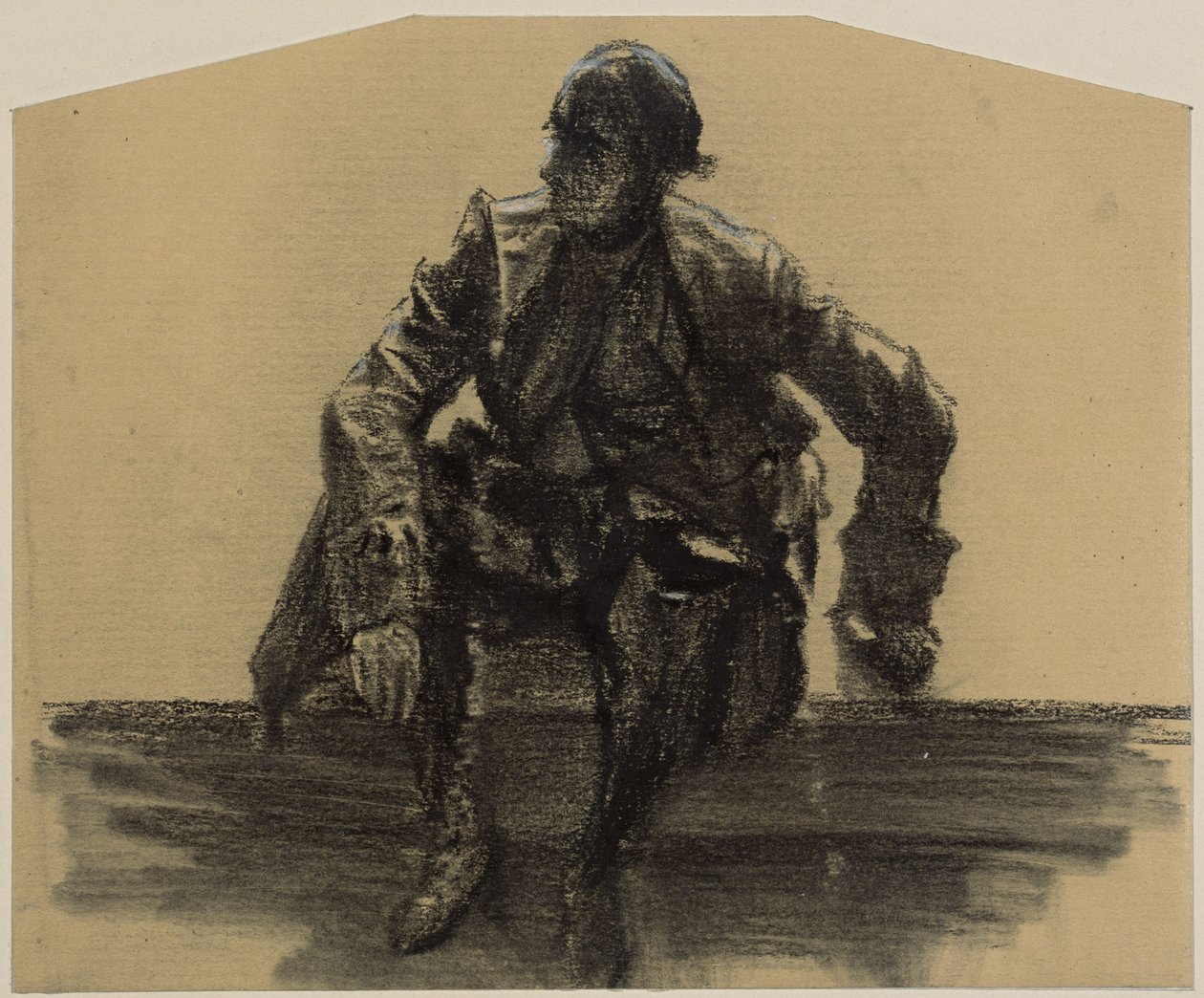 Homem idoso sentado de frente, com a mão esquerda apoiada de Adolph Menzel