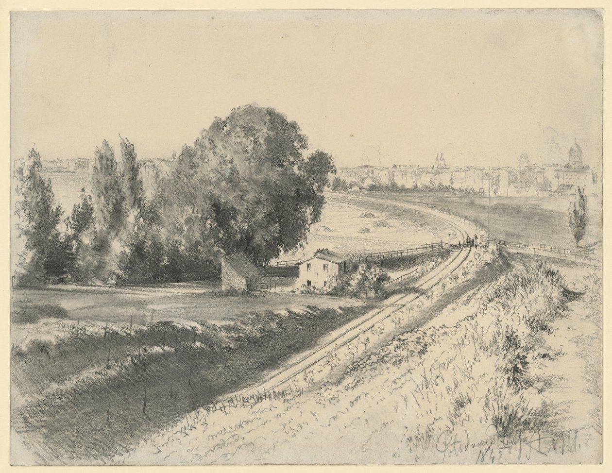 Esboço da imagem «A Linha Ferroviária Berlim-Potsdam» de Adolph Menzel