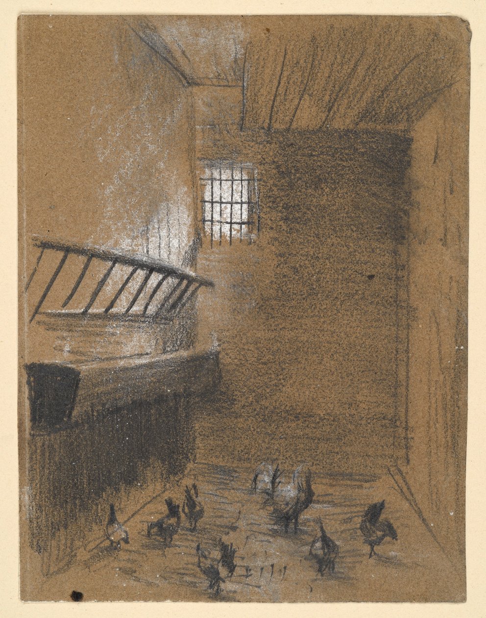 Galinhário com galinhas de Adolph Menzel