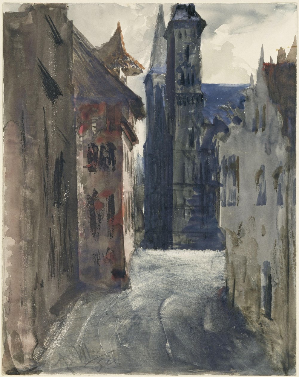 Rua e Igreja de São Sebaldo, em Nuremberga de Adolph Menzel