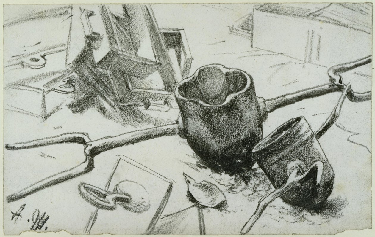 Estudo para «Laminadora de ferro. Ciclopes modernos»: concha de fundição de Adolph Menzel