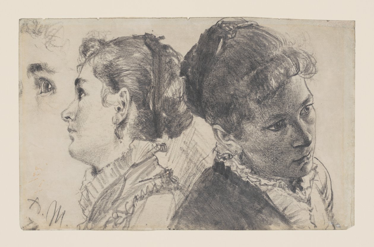 Estudos de uma jovem mulher de Adolph Menzel