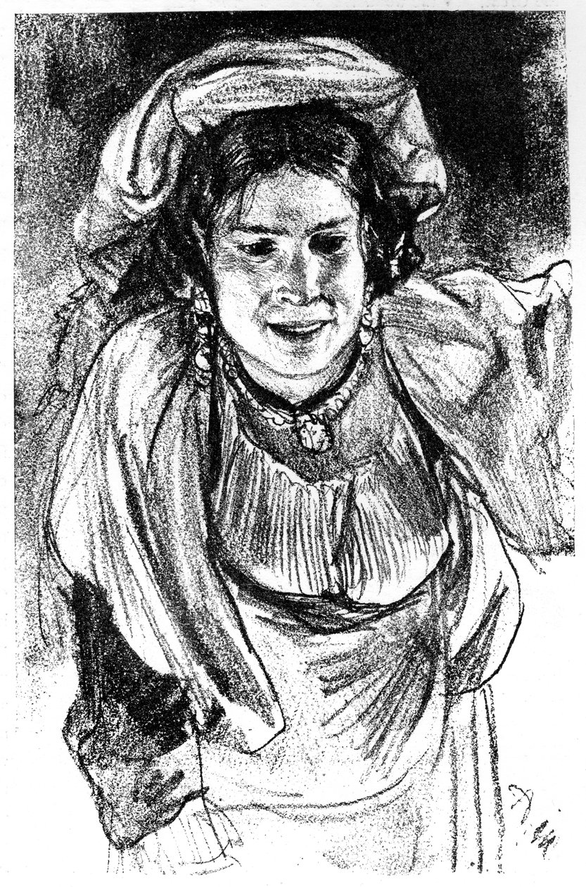 Estudo de uma garota italiana, c1880-1882. de Adolph Menzel
