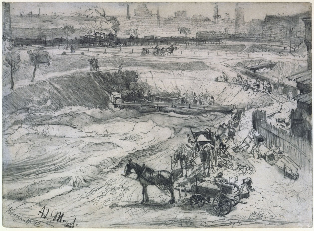 Mina a céu aberto em Königshütte de Adolph Menzel