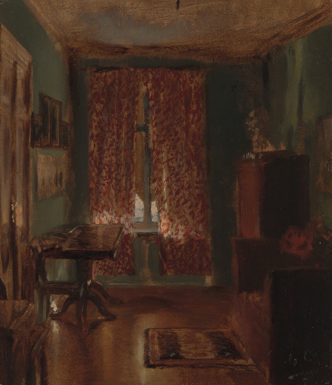 A sala de estar dos artistas em Ritterstrasse, 1851. de Adolph Menzel