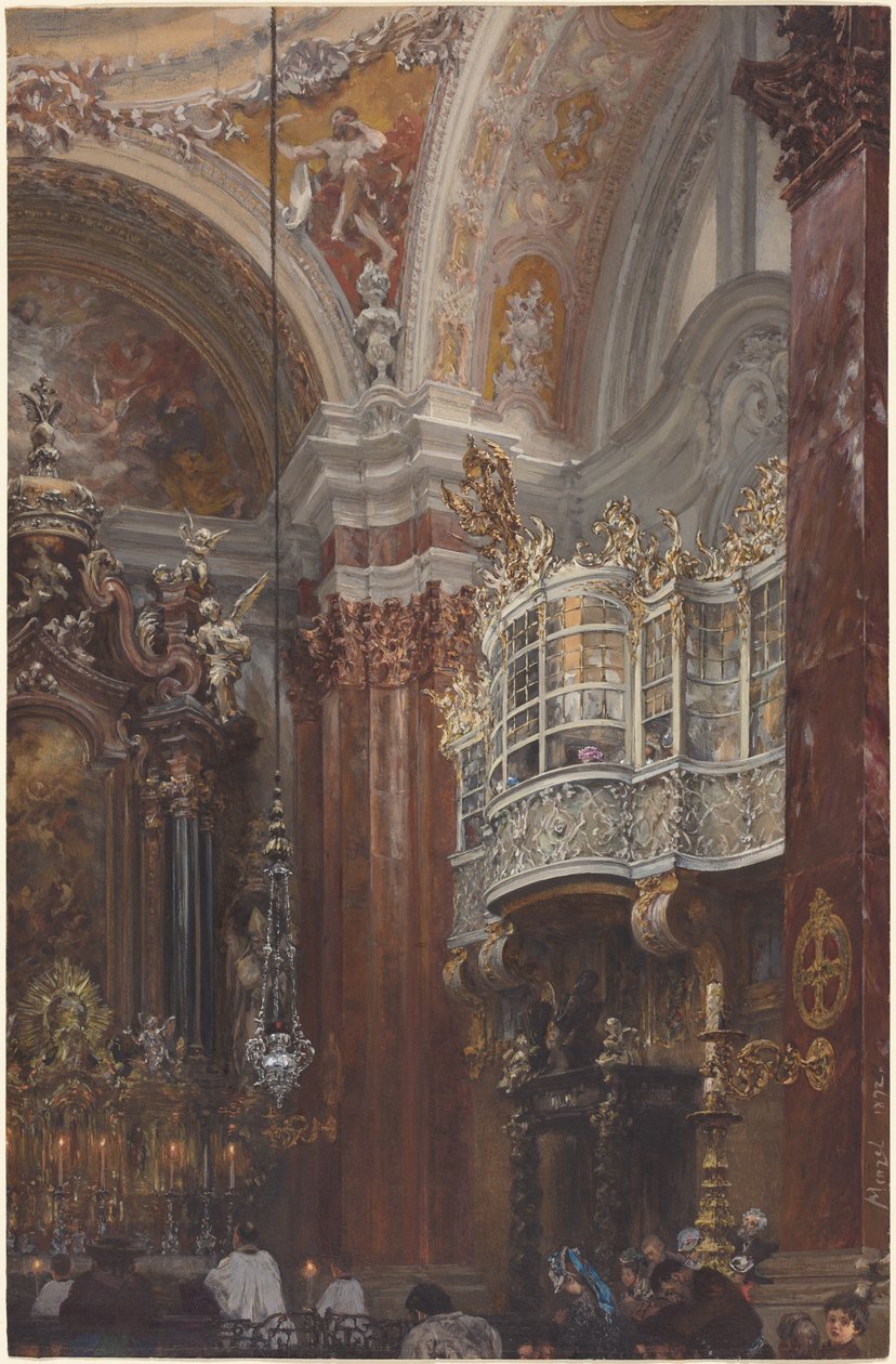 O interior da Jacobskirche, em Innsbruck de Adolph Menzel