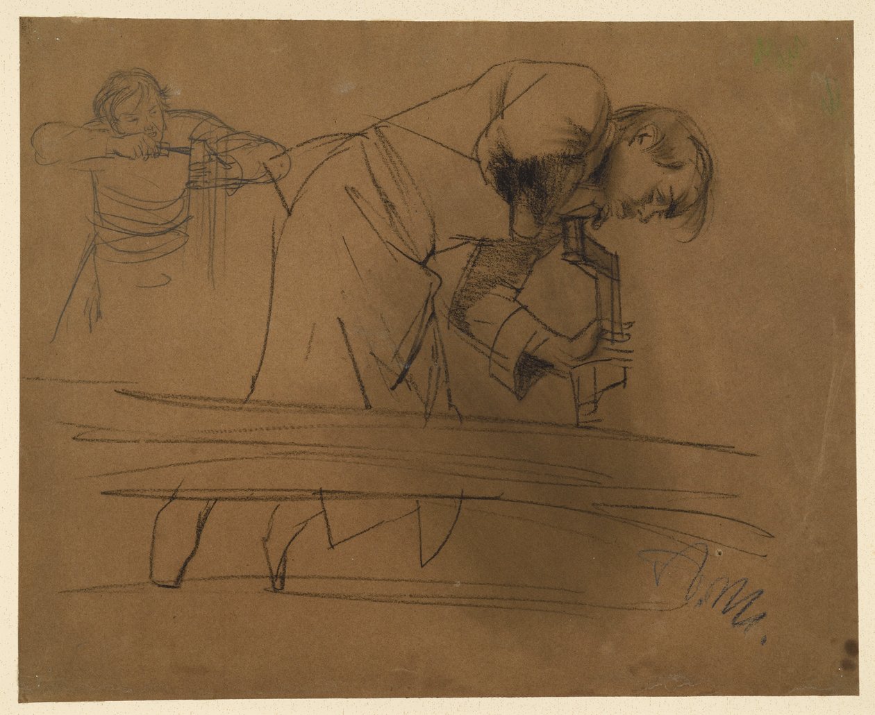 Marceneiro a trabalhar com berbequim e formão de Adolph Menzel