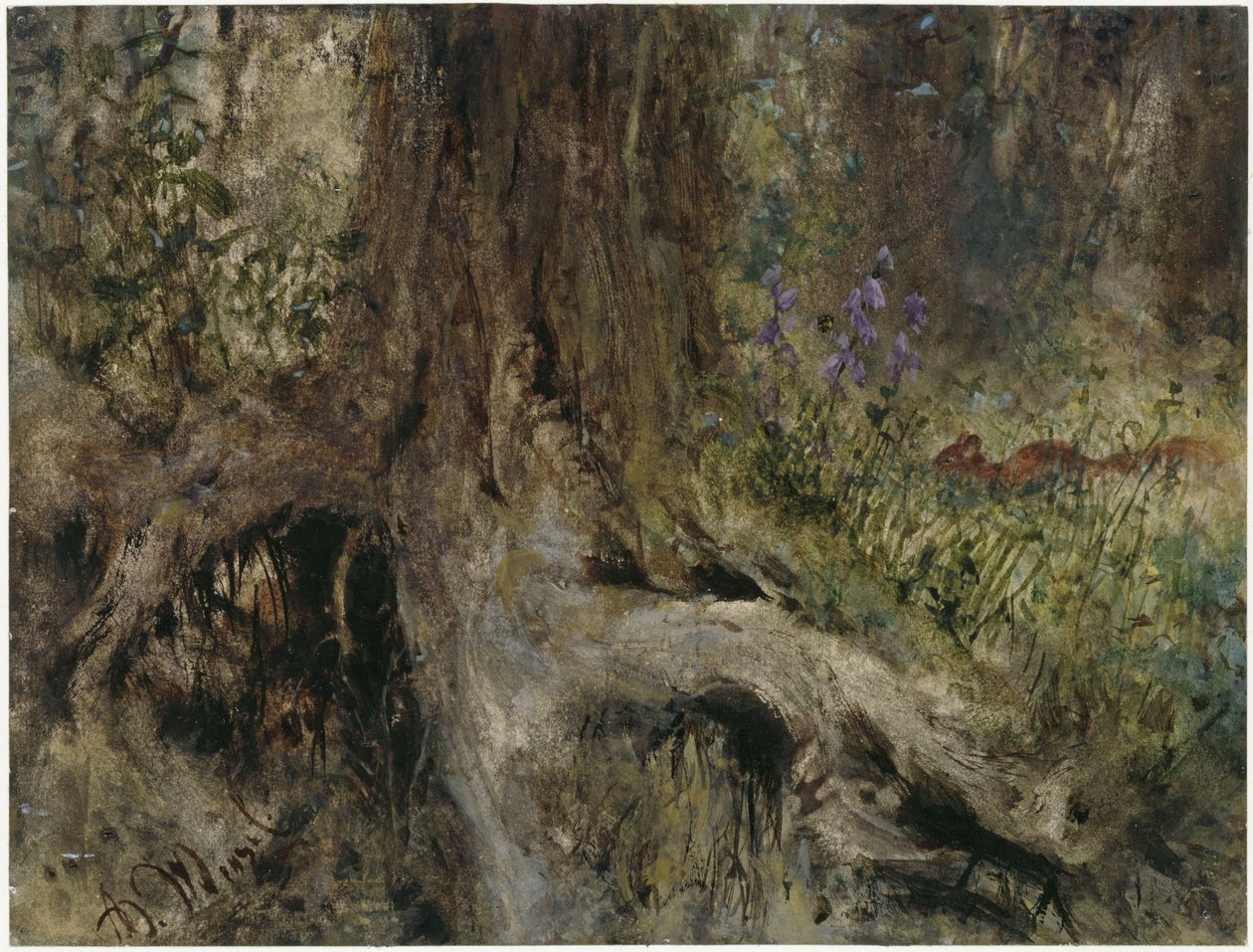 Solo da floresta com esquilos. Do «Álbum das Crianças» de Adolph Menzel