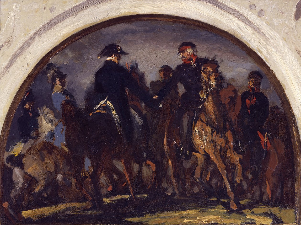 Wellington e Blücher após a batalha de Belle-Alliance. Estudo a óleo de Adolph Menzel