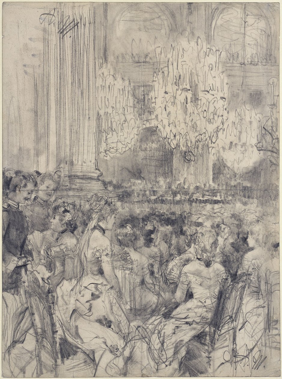 Ouvintes no concerto no Salão Branco do Palácio de Berlim de Adolph Menzel