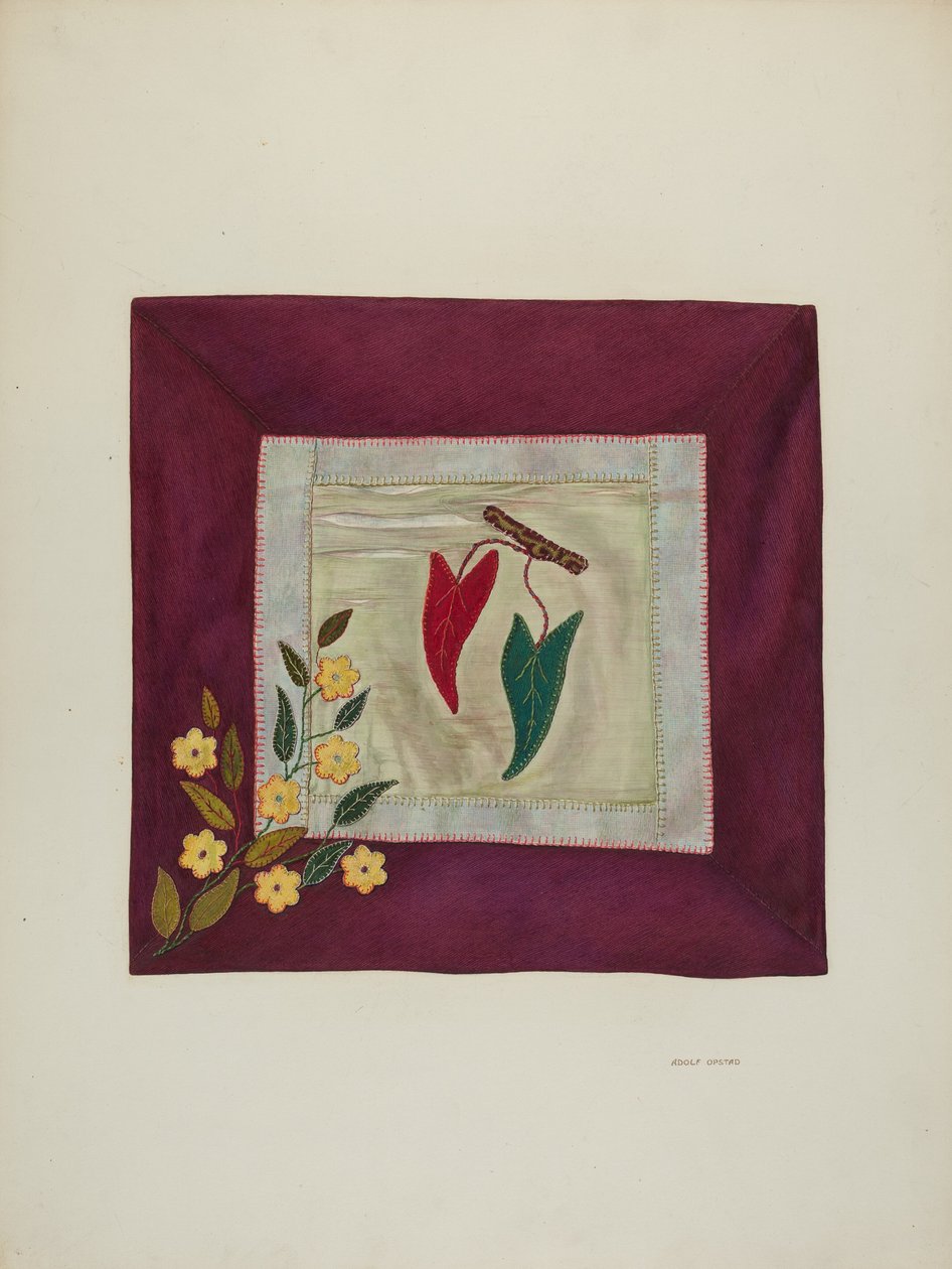 Detalhe da colcha de apliques, 1941. de Adolph Opstad