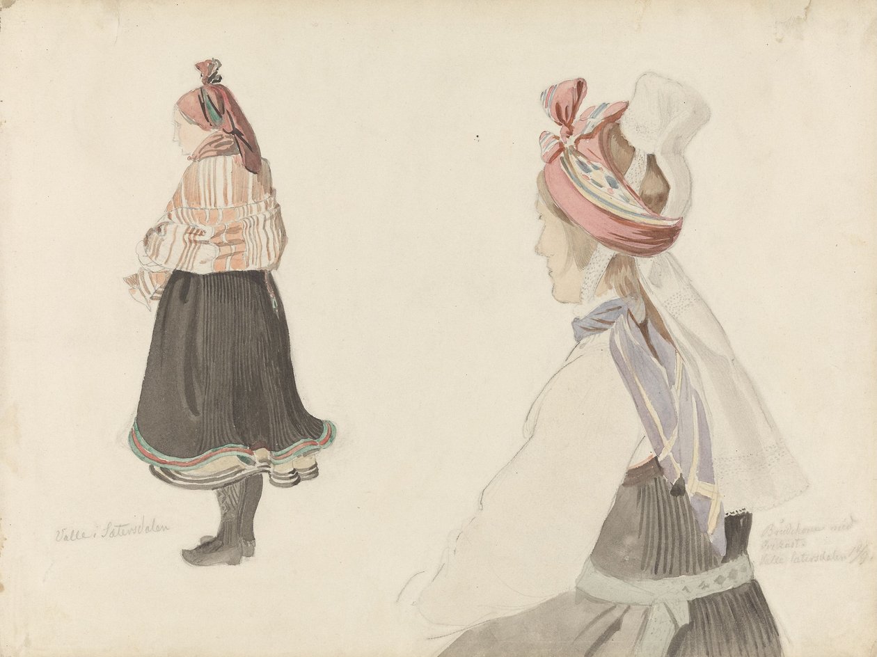 Estudos de trajes, Valle em Setesdal de Adolph Tidemand