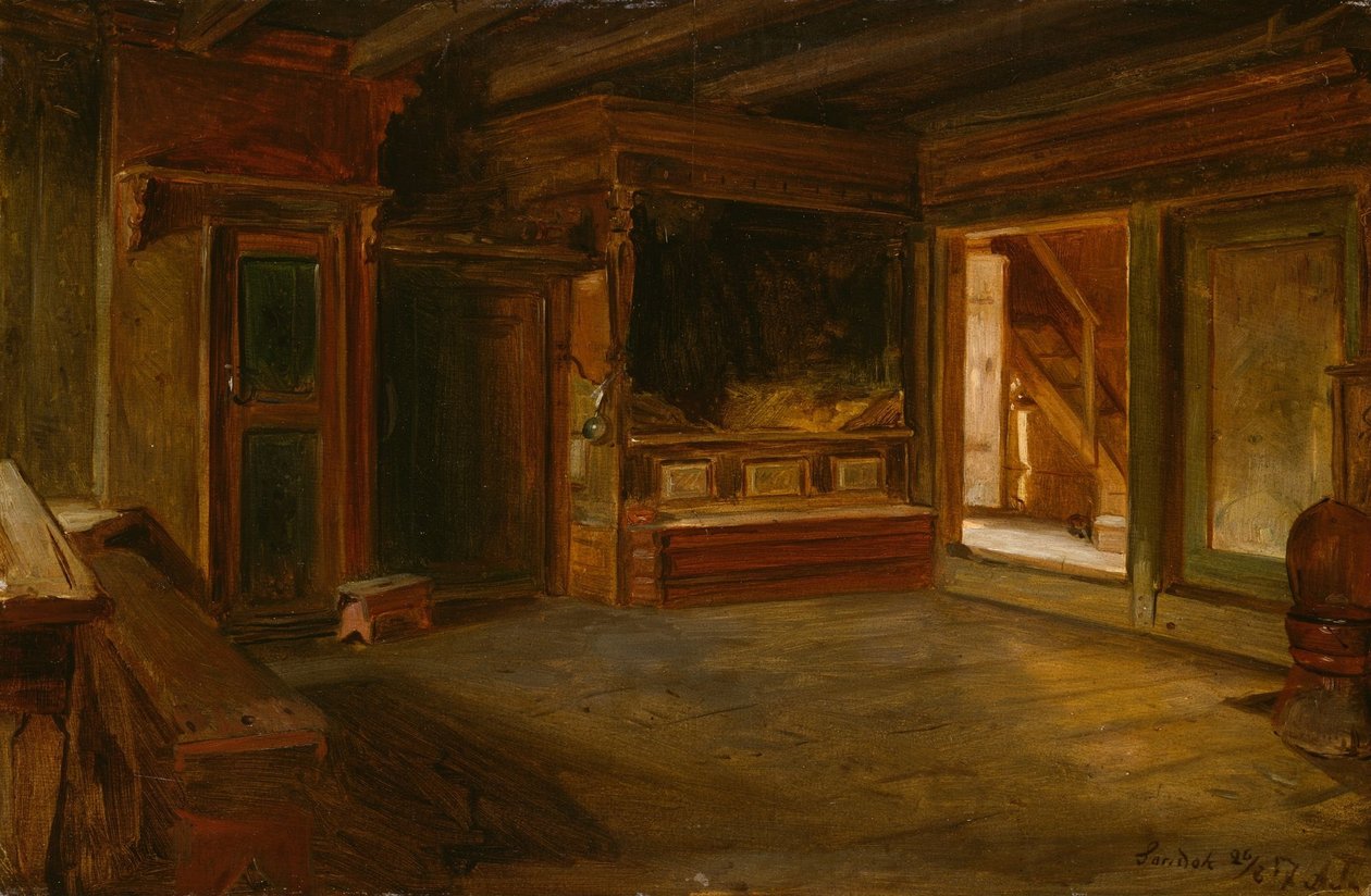 Interior de uma quinta de Sandak de Adolph Tidemand