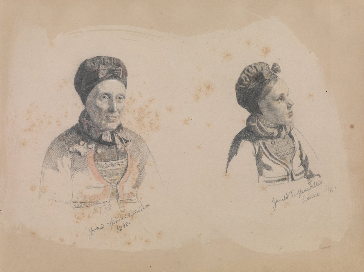 Gjertrud Skjønne e Gunhild Torstensdatter Skjønne de Adolph Tidemand