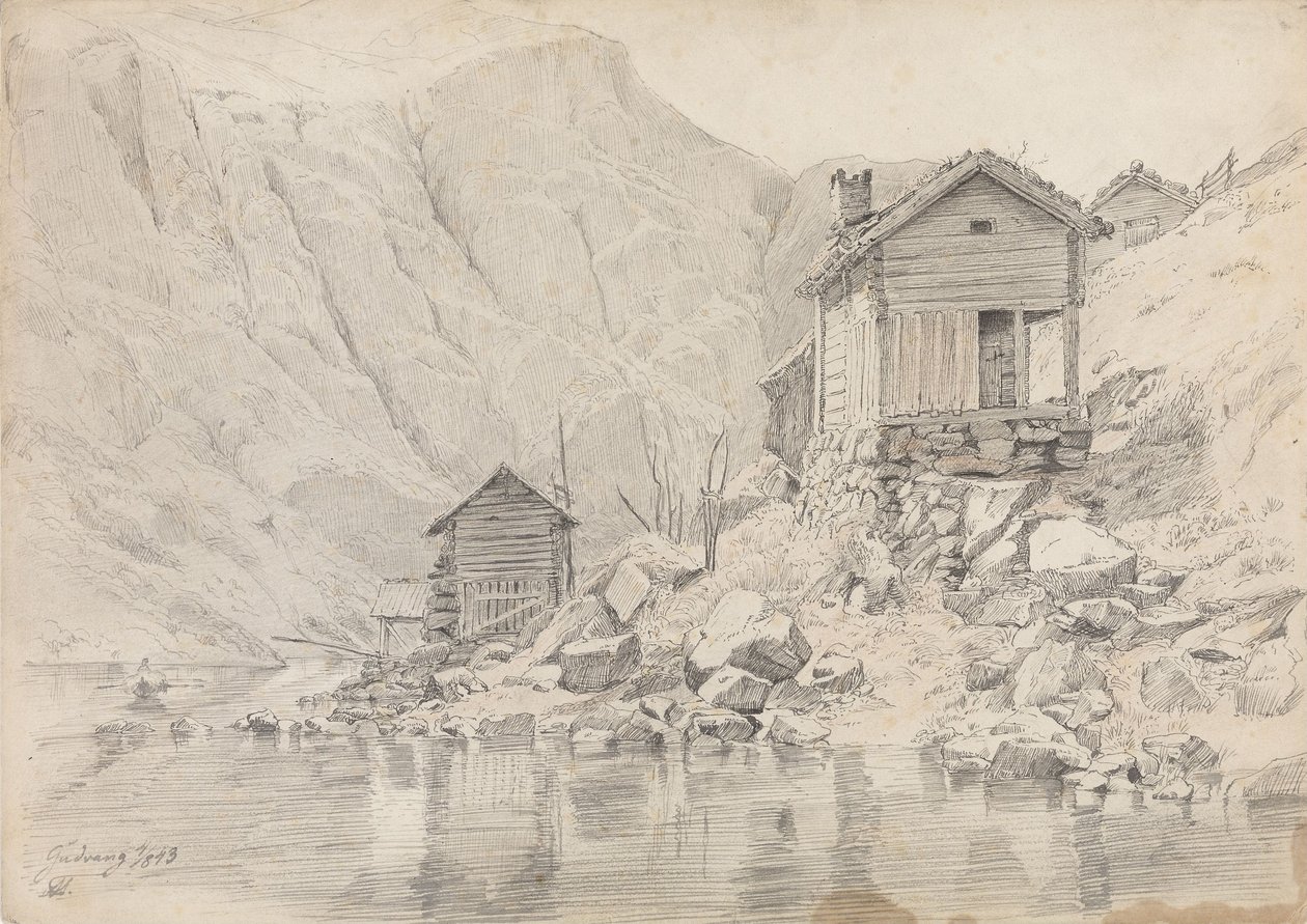 Casa junto à praia, Gudvangen de Adolph Tidemand