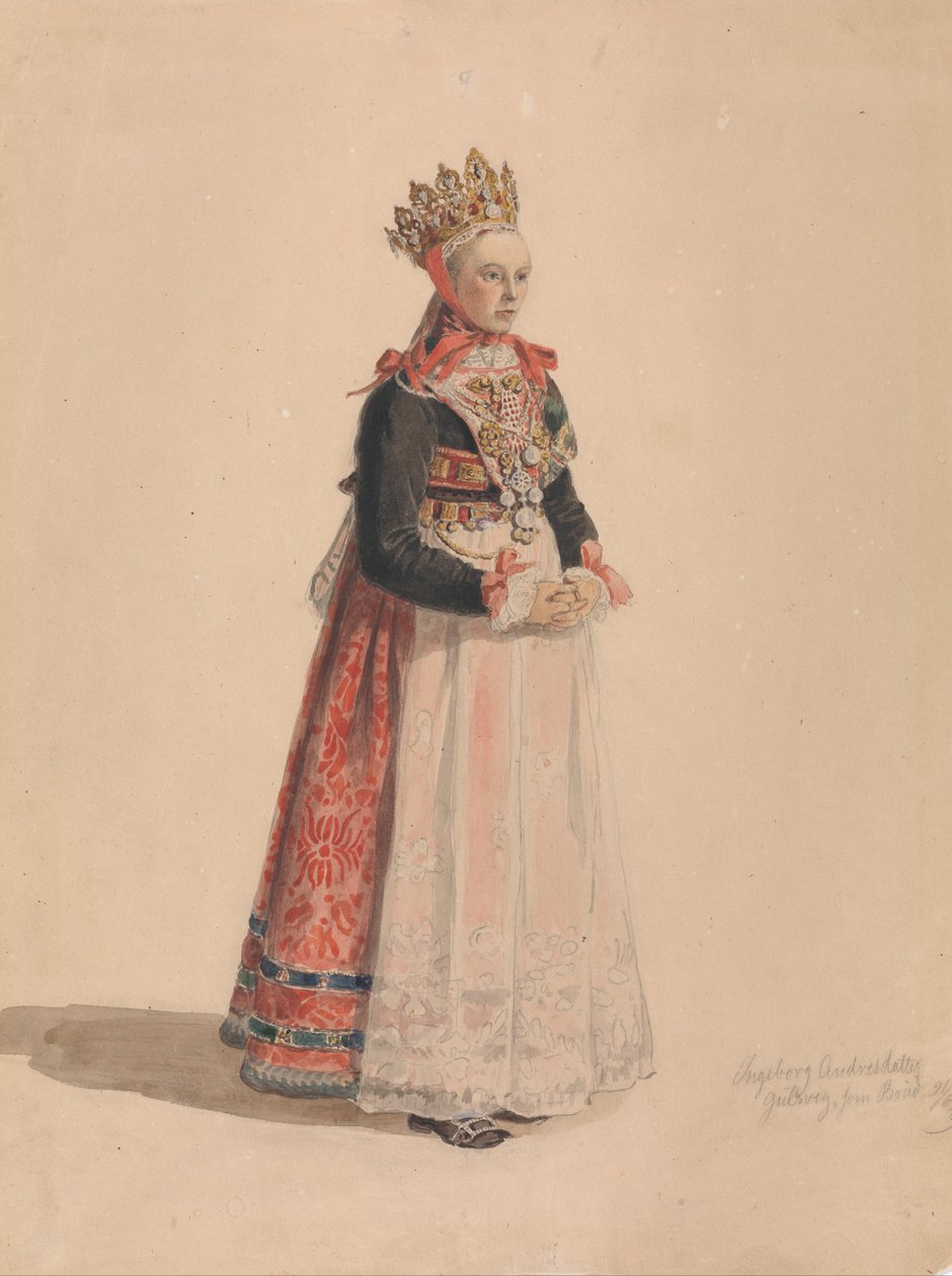 Ingeborg Andresdatter Gulsvik como noiva de Adolph Tidemand