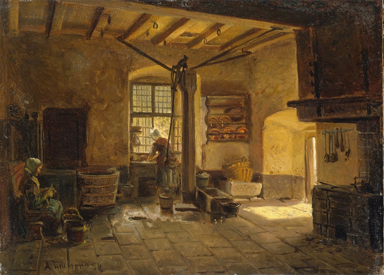 Interior da cozinha de Adolph Tidemand