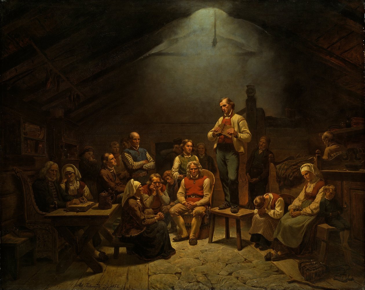 Baixa devoção à igreja de Adolph Tidemand