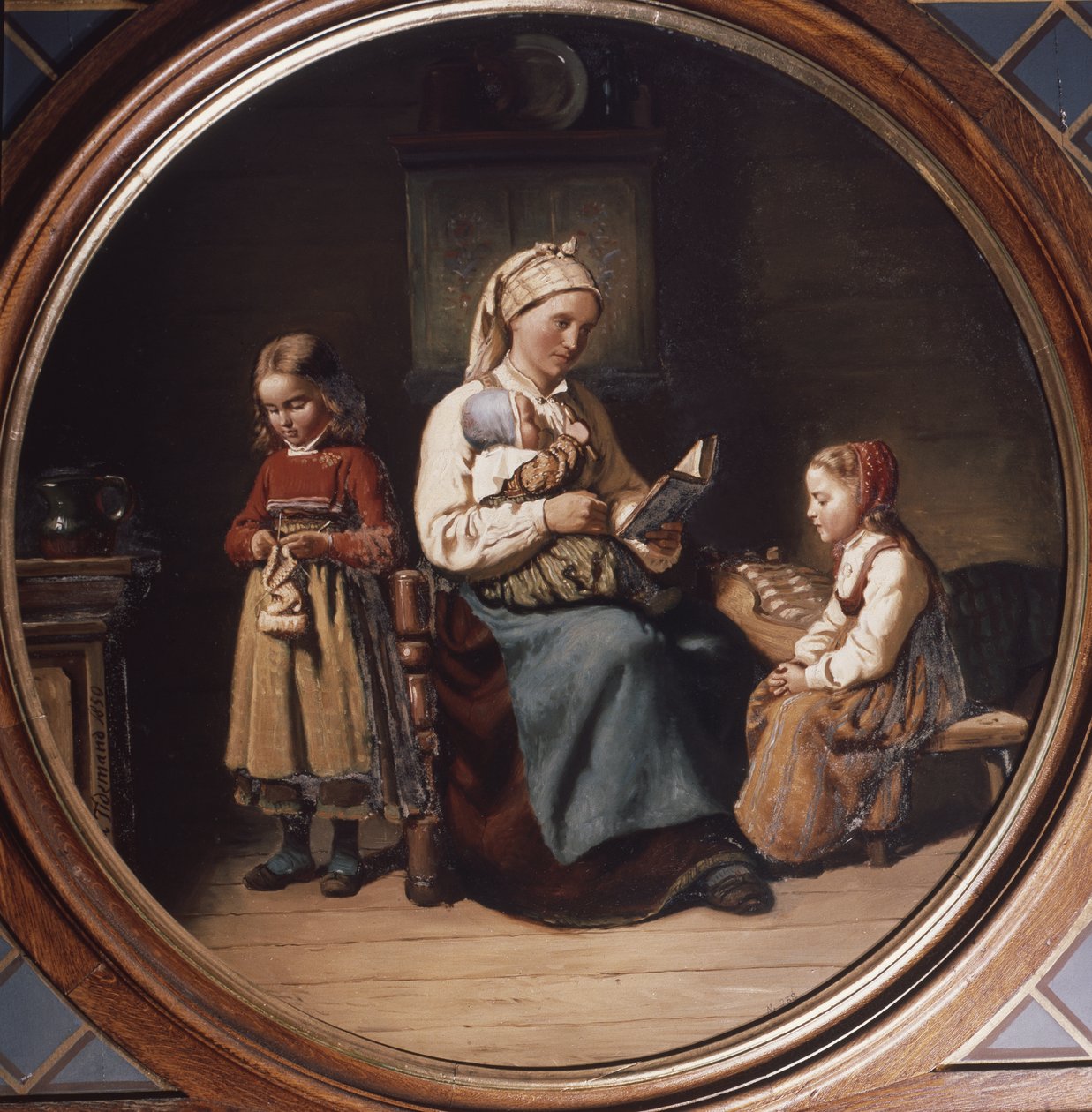 Mãe ensinando de Adolph Tidemand