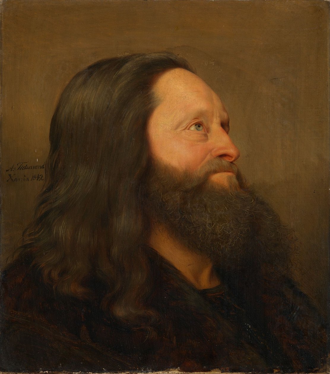 Estudo de retrato de um homem idoso de Adolph Tidemand