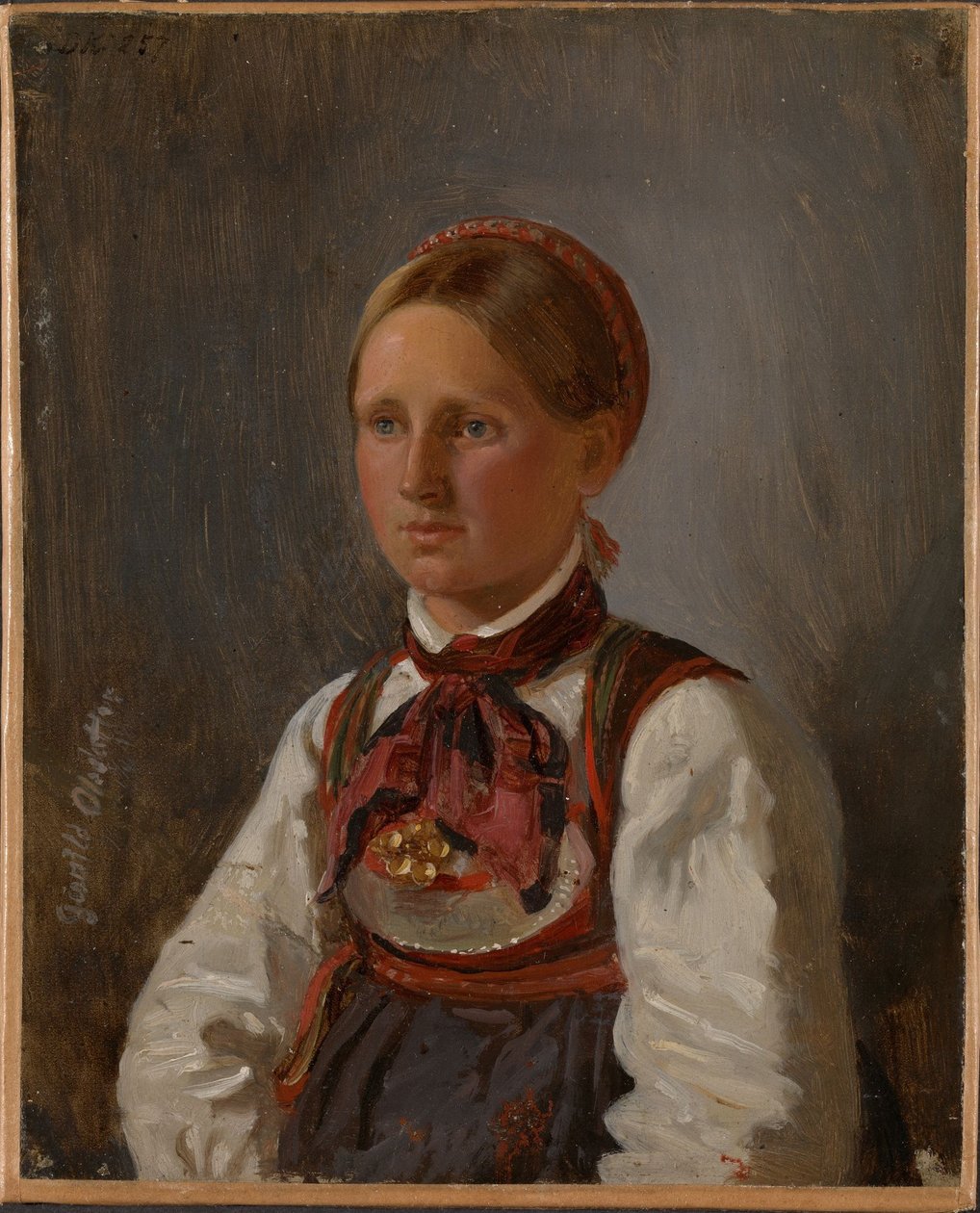 Retrato de Gunild Olsdatter de Tinn de Adolph Tidemand