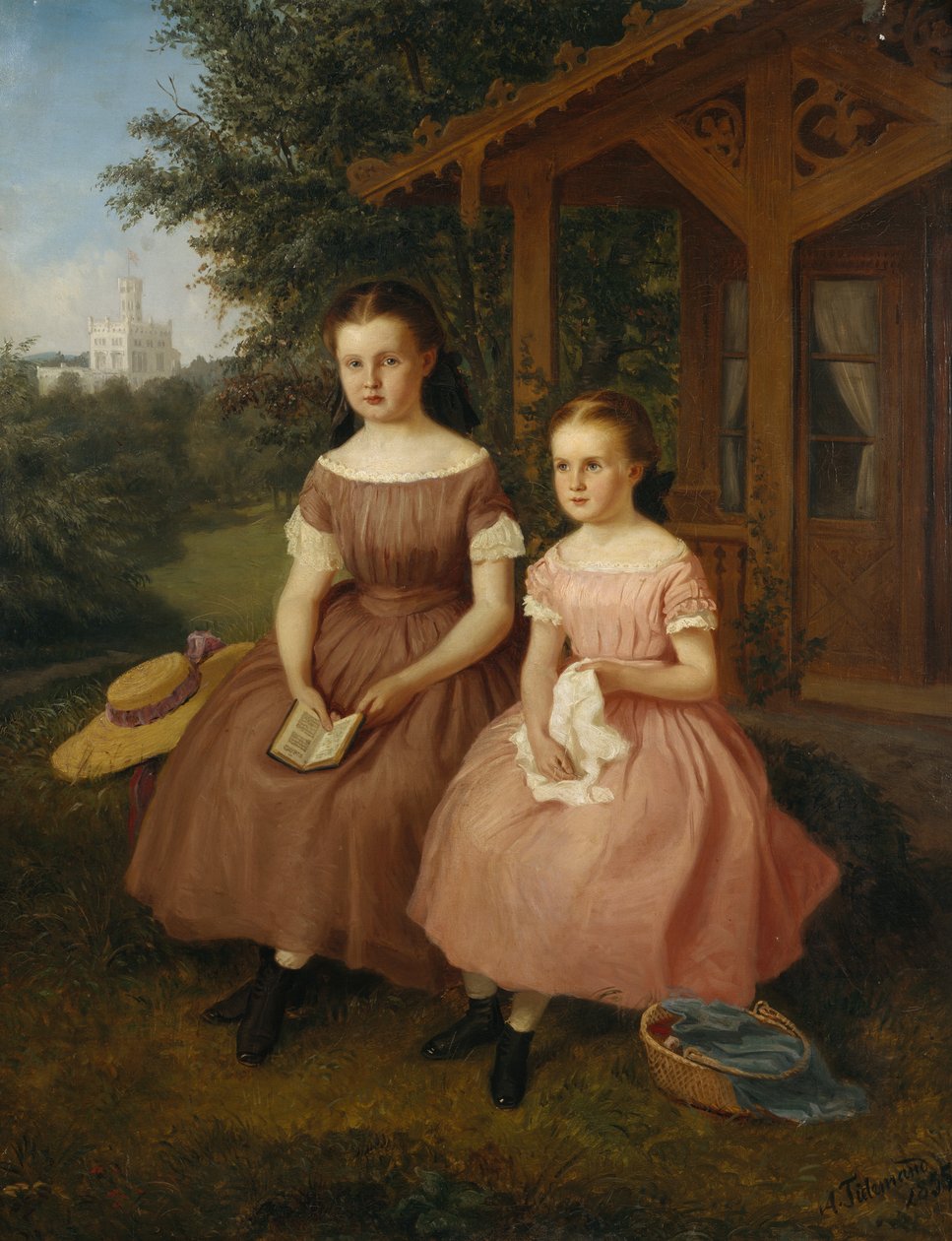 Thorvald Meyers duas filhas na propriedade "Heia" de Adolph Tidemand