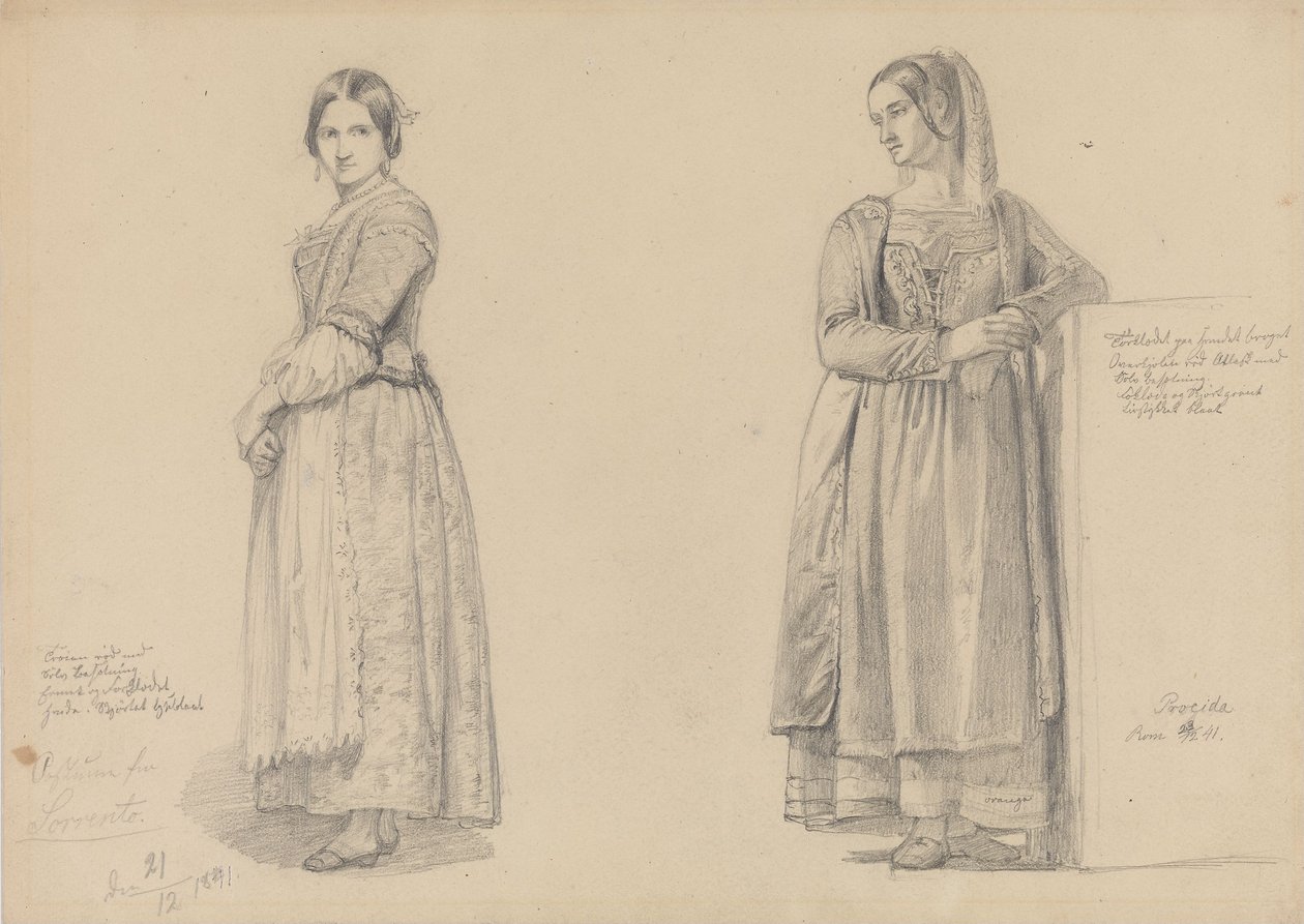 Duas mulheres de pé de Adolph Tidemand