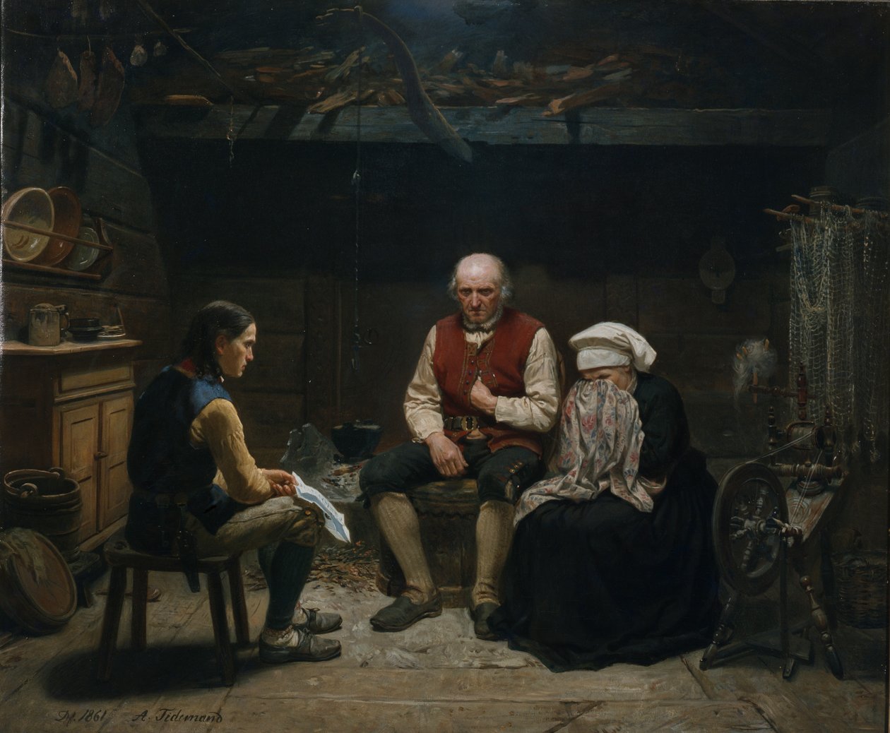 Notícias Trágicas (óleo sobre tela) de Adolph Tidemand