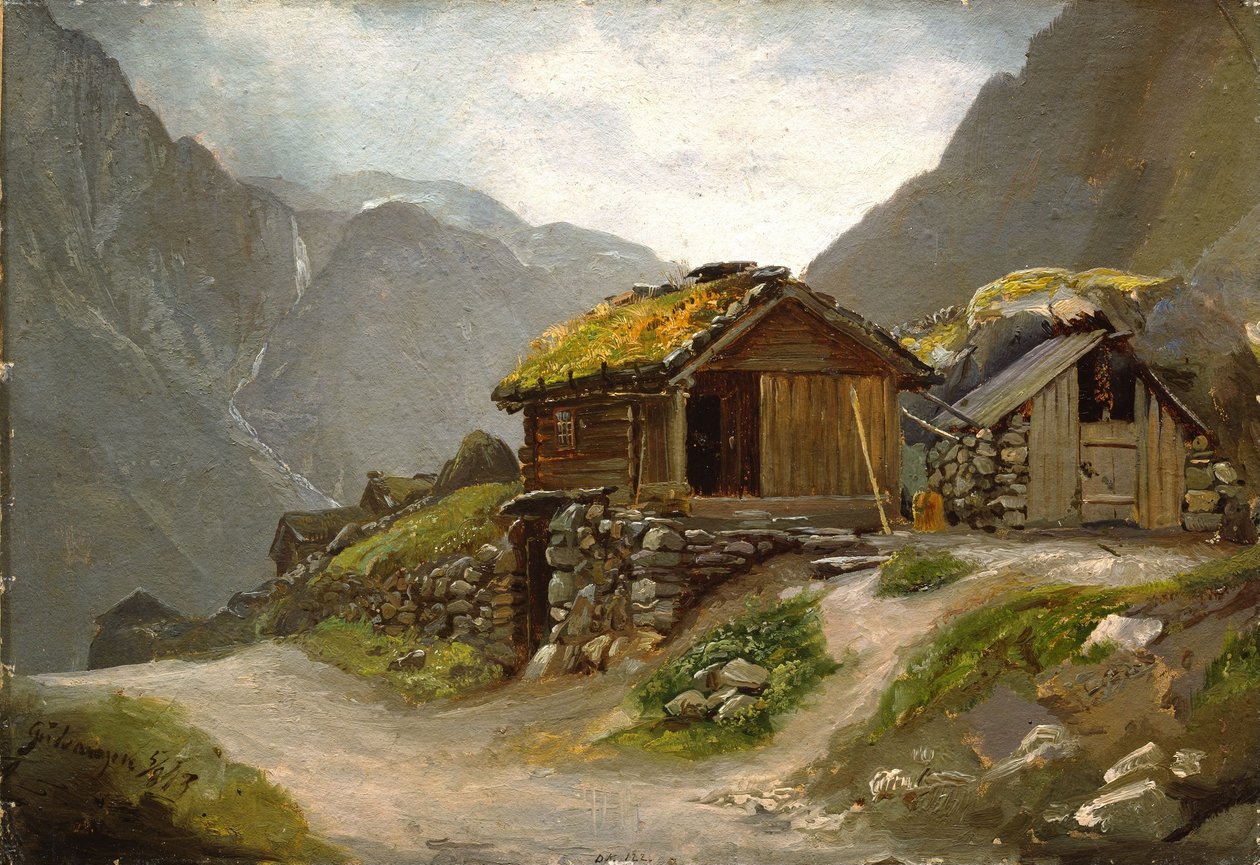 Vista de Gudvangen de Adolph Tidemand