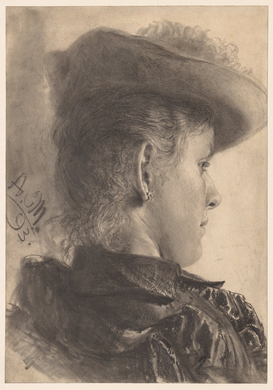 Bust of a Woman, Seen from Behind, 1893. de Adolph Menzel