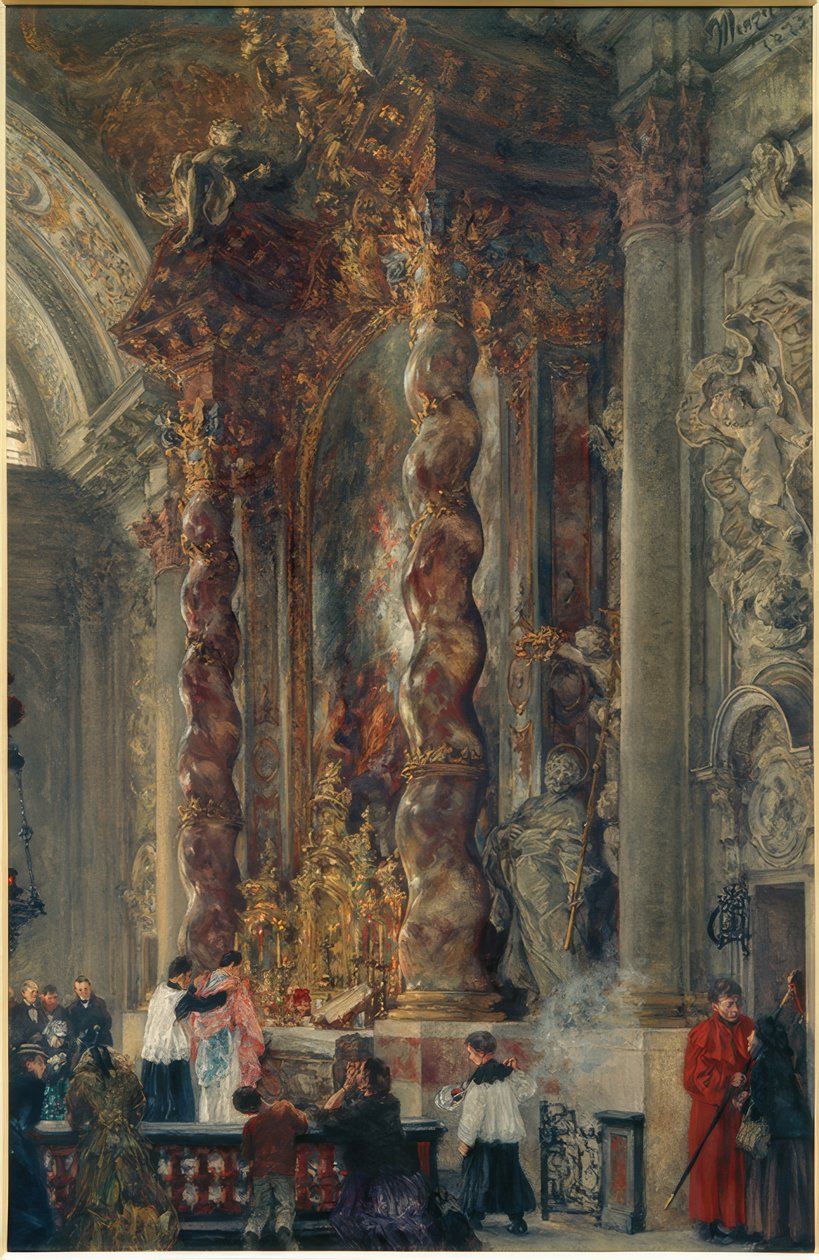 O altar-mor do Damenstiftskirche em Munique de Adolph Menzel