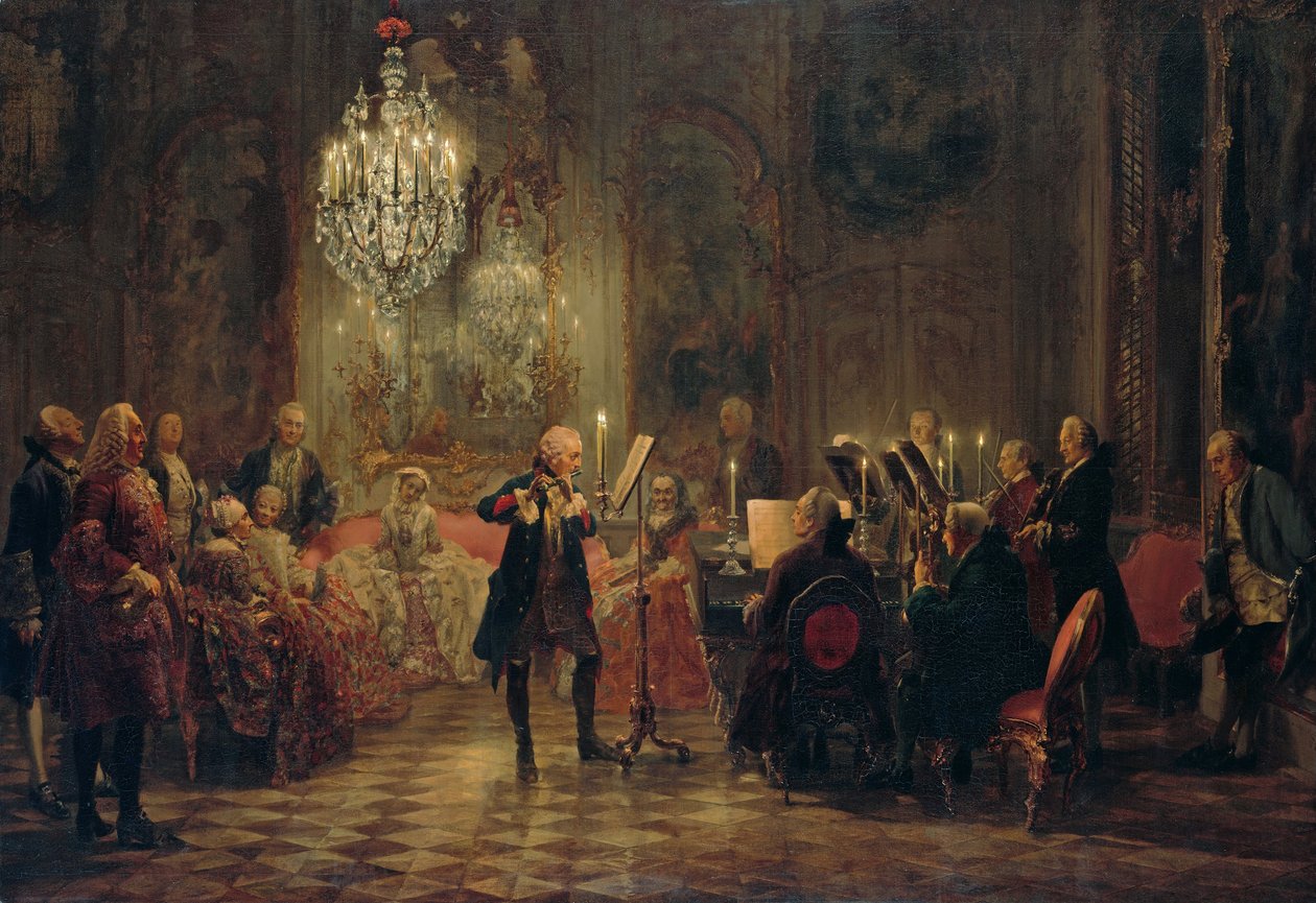 Concerto de flauta de Frederico o Grande em Sanssouci de Adolph Menzel
