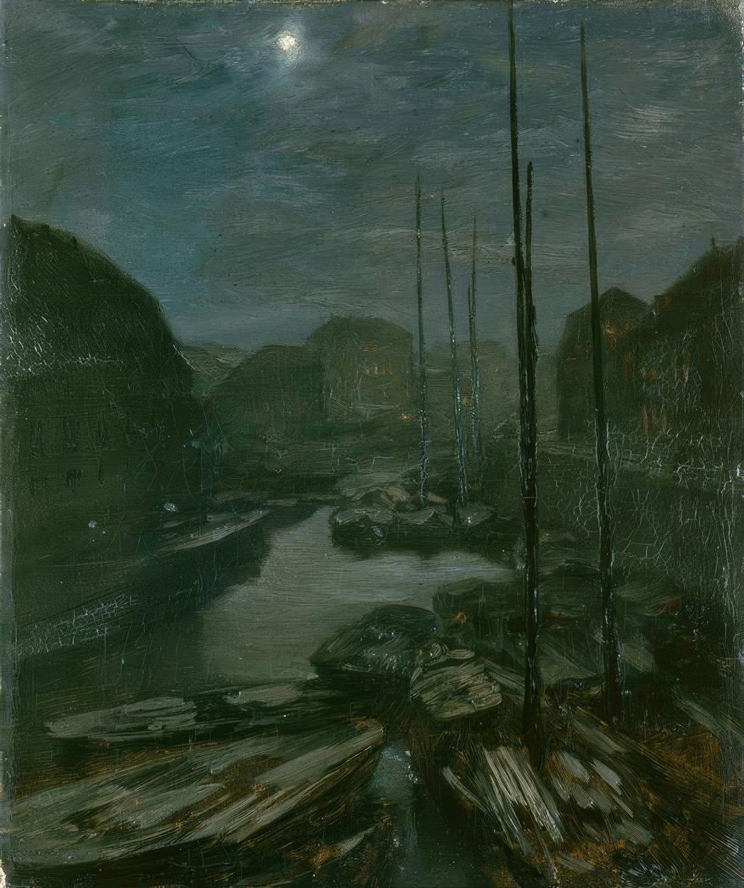Luar sobre o Friedrichsgracht na velha Berlim de Adolph Menzel