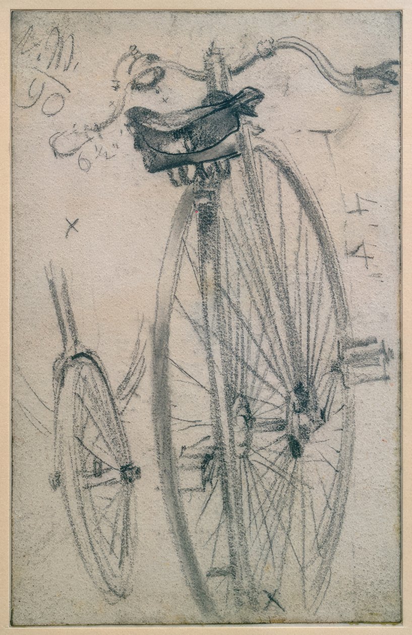 Estudos sobre o penny-farthing, detalhes técnicos de Adolph Menzel