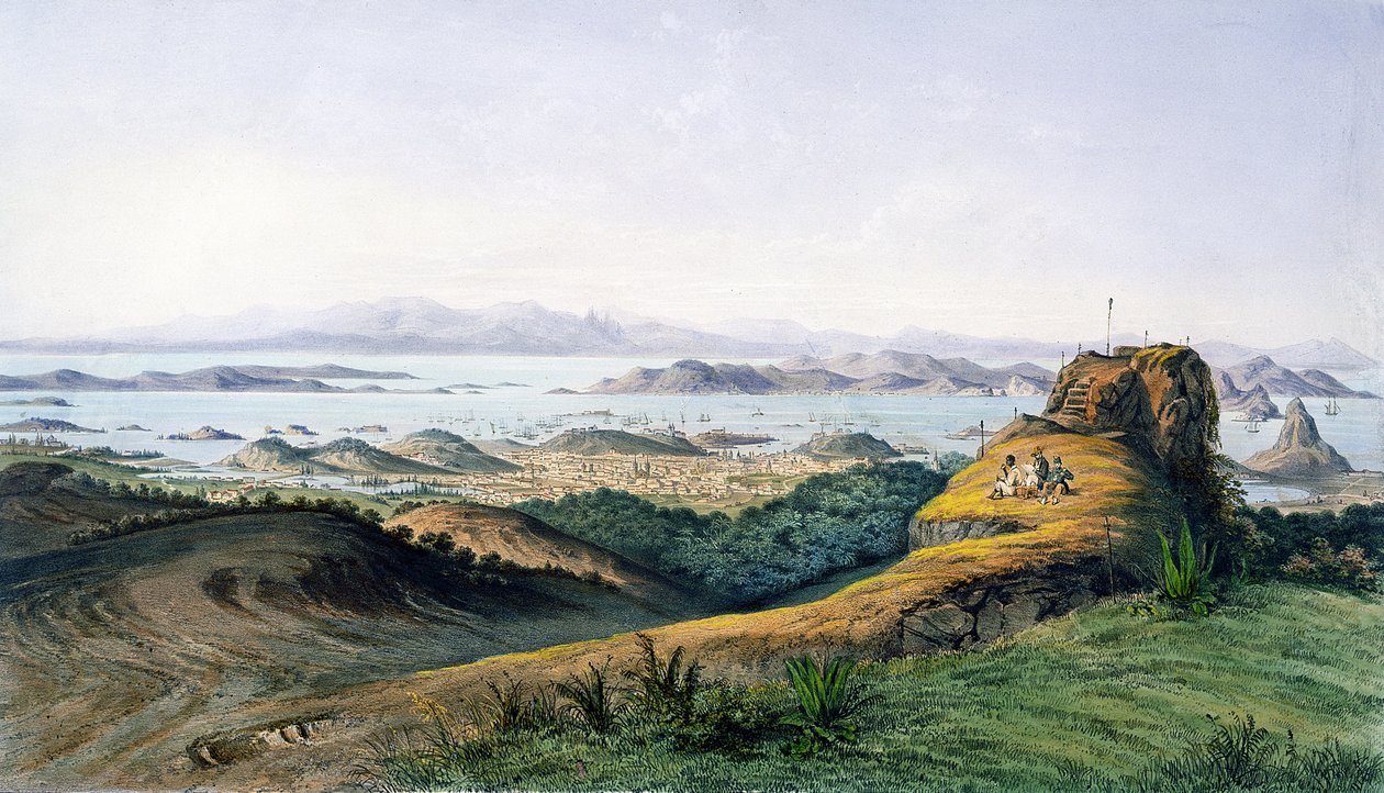 Panorama do Rio de Janeiro, Brasil, gravado por Theodore du Moncel c.1860 de Adolphe D