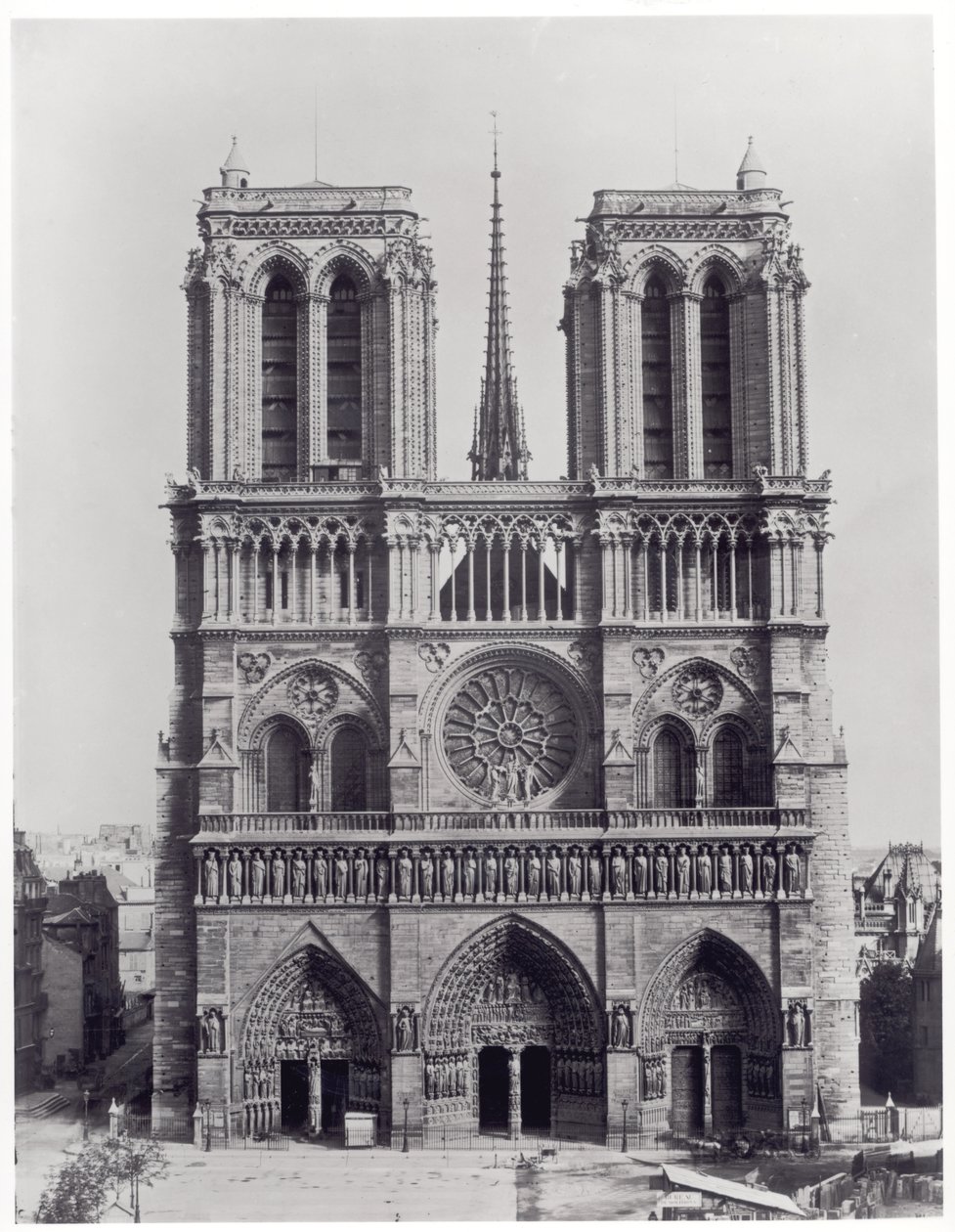 Fachada, de, notre-senhora, paris, tarde, 19o século de Adolphe Giraudon