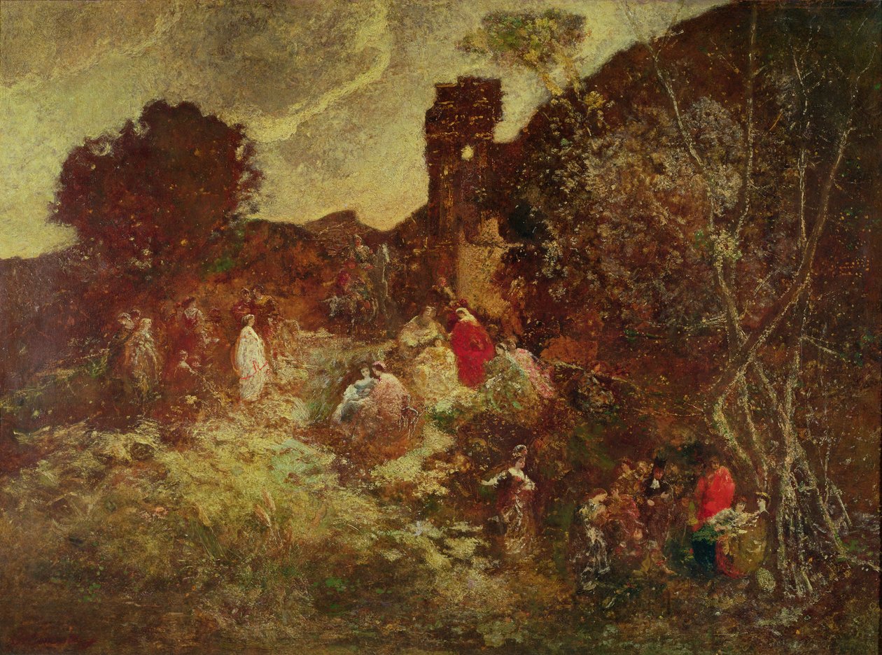 Dom Quixote e Sancho Pança, c.1865 de Adolphe Joseph Thomas Monticelli