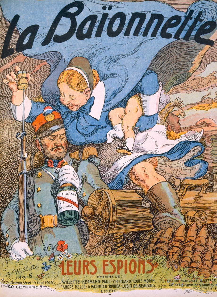 Seus espiões, página de rosto de &39;La Baionnette&39;, 1915 de Adolphe Leon Willette